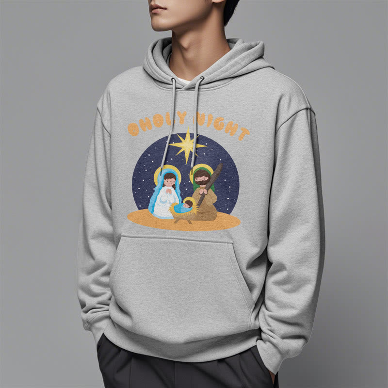 Christianartworkshop Colored Style Holy Night Nativity Scene Fleece Lined Polyester Hoodie - image 32