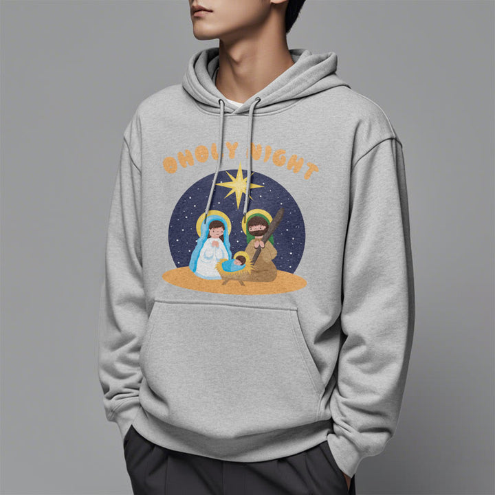 Christianartworkshop Colored Style Holy Night Nativity Scene Fleece Lined Polyester Hoodie - image 32