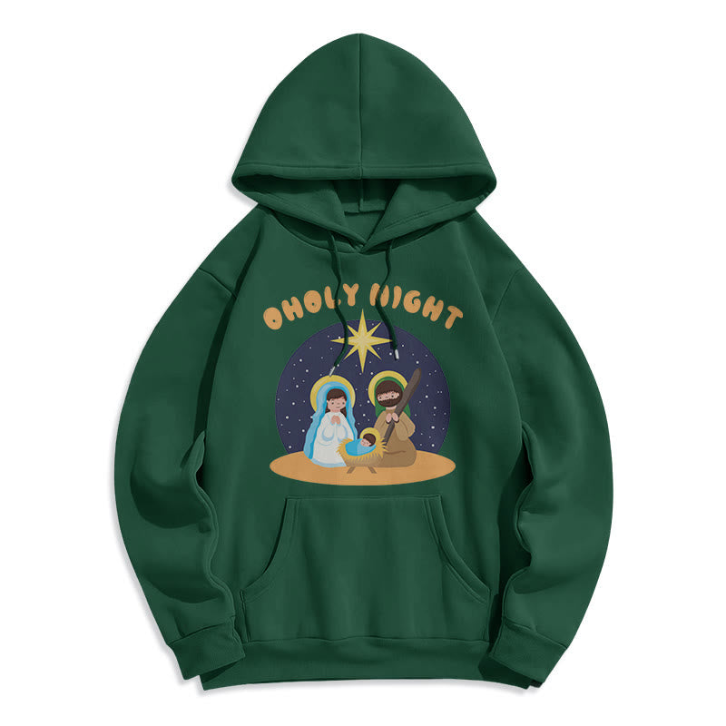 Christianartworkshop Colored Style Holy Night Nativity Scene Fleece Lined Polyester Hoodie - Green - 2XL - image 20