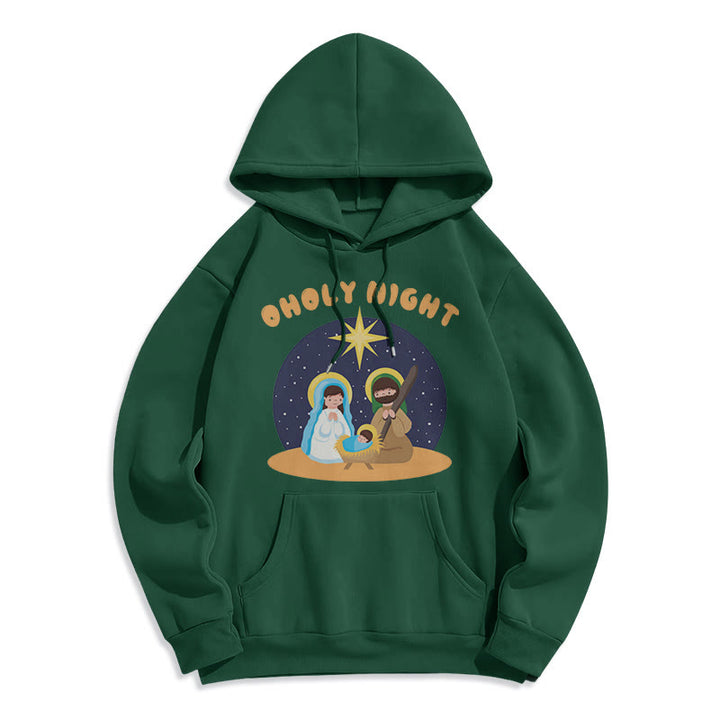 Christianartworkshop Colored Style Holy Night Nativity Scene Fleece Lined Polyester Hoodie - Green - 2XL - image 20