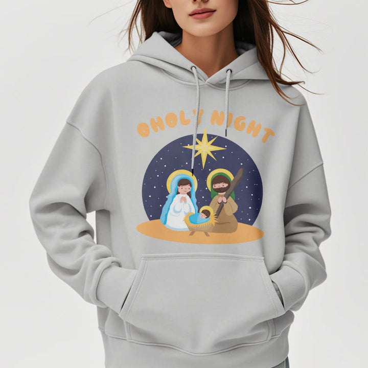 Christianartworkshop Colored Style Holy Night Nativity Scene Fleece Lined Polyester Hoodie - image 33