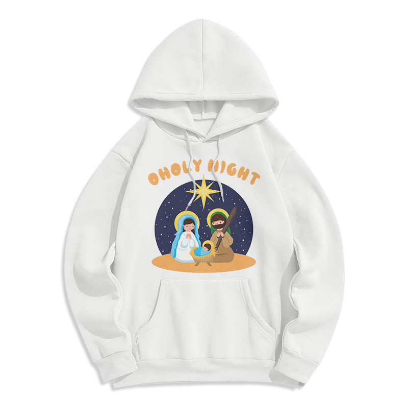 Christianartworkshop Colored Style Holy Night Nativity Scene Fleece Lined Polyester Hoodie - White - 2XL - image 10
