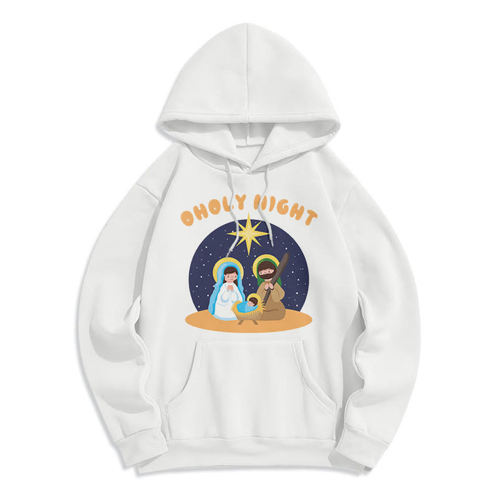 Christianartworkshop Colored Style Holy Night Nativity Scene Fleece Lined Polyester Hoodie - White - 2XL - image 10