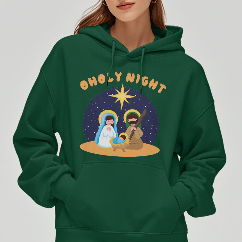 Christianartworkshop Colored Style Holy Night Nativity Scene Fleece Lined Polyester Hoodie - image 22