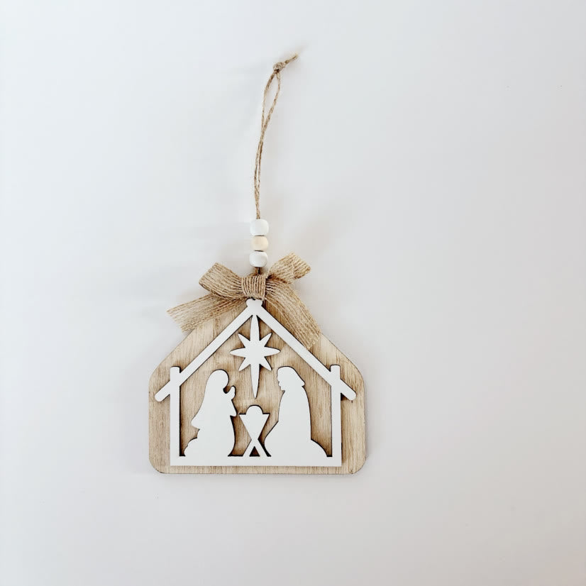 Christianartworkshop Minimalist Style Nativity Scene Silhouette Christmas Nativity Hanging Ornaments - image 3