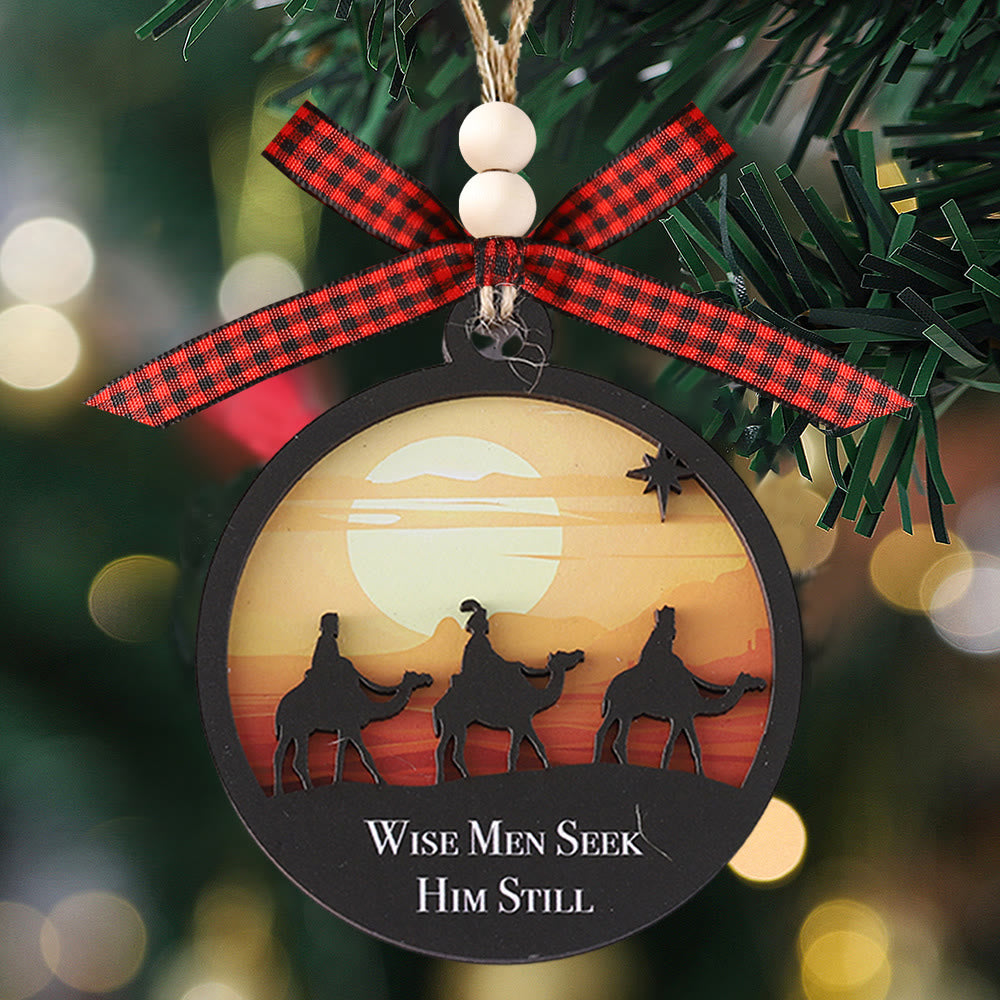 Christianartworkshop Classic Colored Style Wise Man Seek Him Still Christmas Hanging Ornaments - image 1