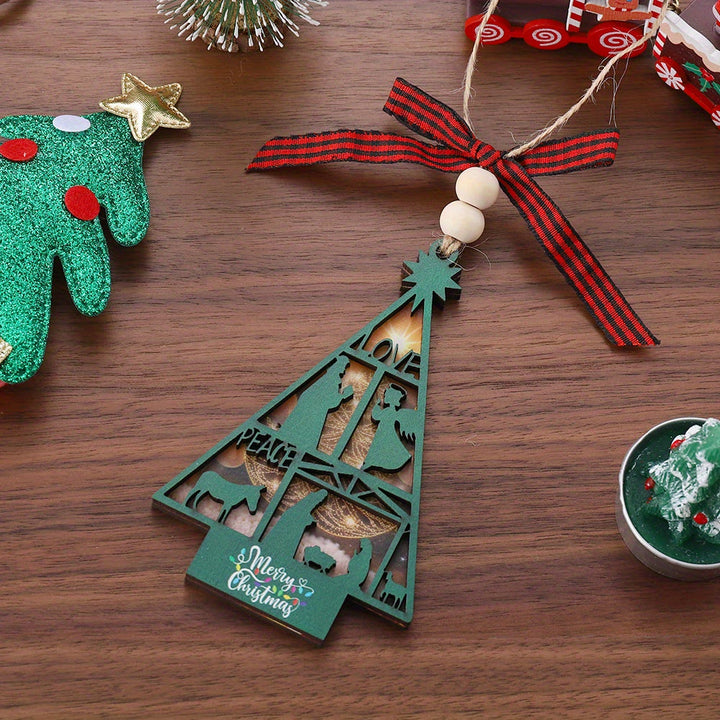Christianartworkshop Classic Style Nativity Scene Tree Shape Christmas Nativity Hanging Ornaments - image 5