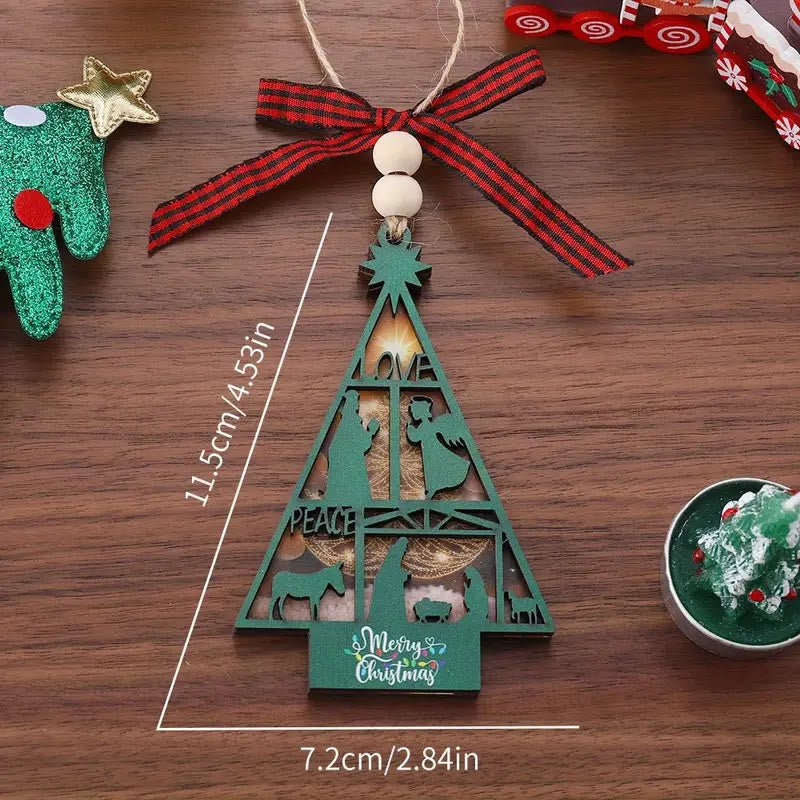 Christianartworkshop Classic Style Nativity Scene Tree Shape Christmas Nativity Hanging Ornaments - image 7