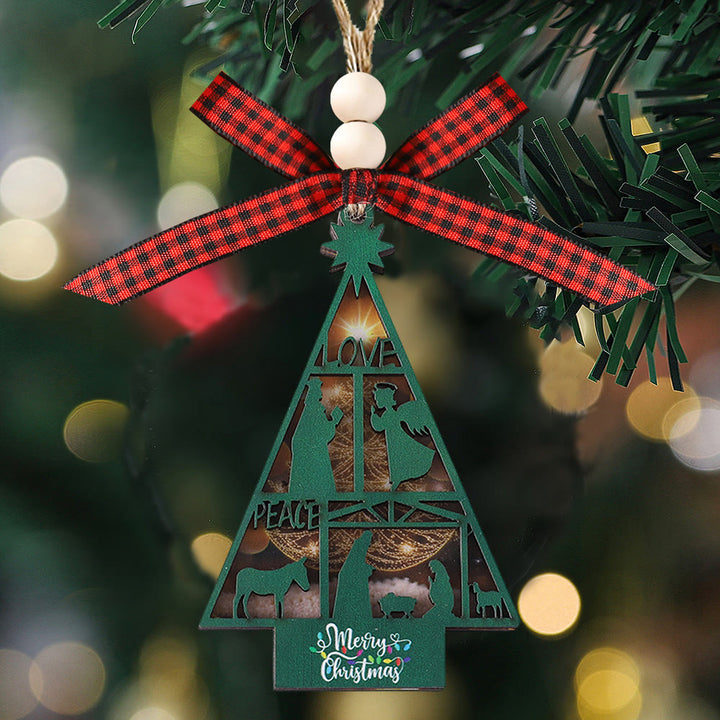Christianartworkshop Classic Style Nativity Scene Tree Shape Christmas Nativity Hanging Ornaments - image 1