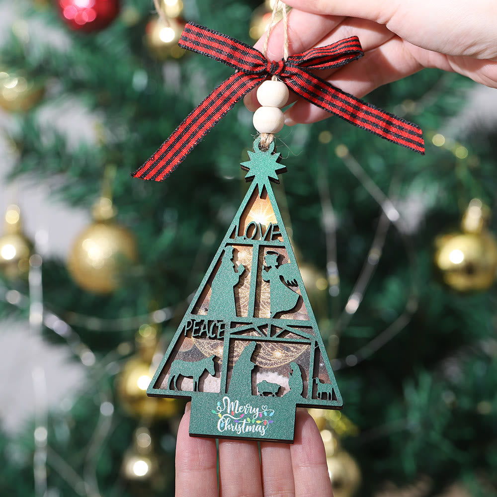 Christianartworkshop Classic Style Nativity Scene Tree Shape Christmas Nativity Hanging Ornaments - image 4