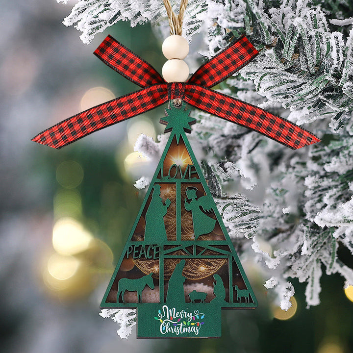 Christianartworkshop Classic Style Nativity Scene Tree Shape Christmas Nativity Hanging Ornaments - image 3