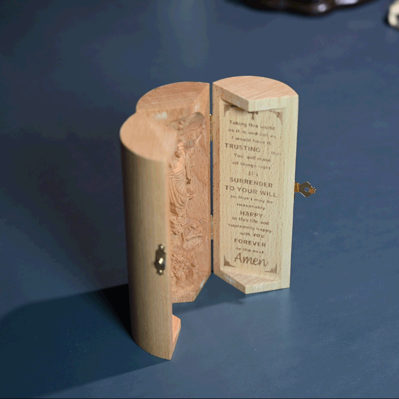 Christianartworkshop Classic Style Openable Wooden Cylinder Jesus Figure Desktop Decorations Ornament