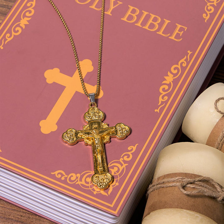 Christianartworkshop Classic Style Multicolor Craft Alloy Crucifix Faith Pendant Necklace