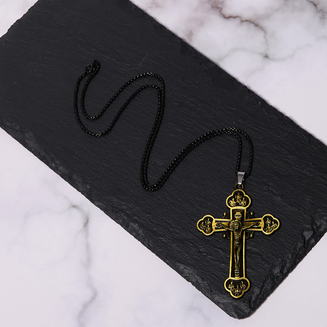 Christianartworkshop Classic Style Multicolor Craft Alloy Crucifix Faith Pendant Necklace
