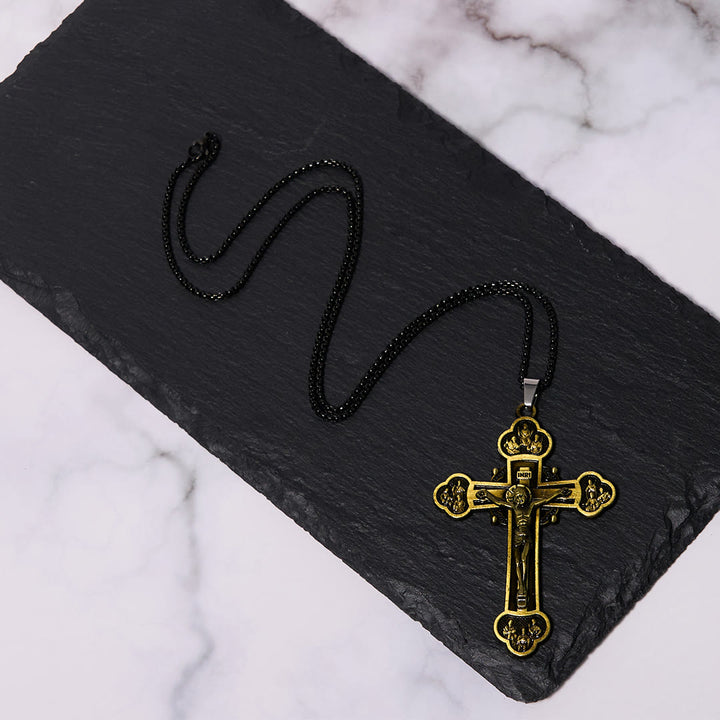 Christianartworkshop Classic Style Multicolor Craft Alloy Crucifix Faith Pendant Necklace