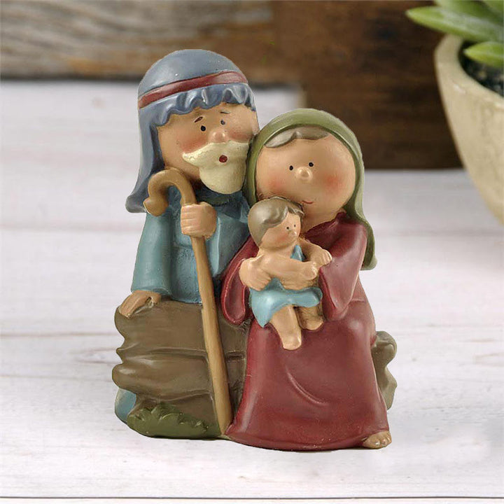 Christianartworkshop Cartoon Style Sculpture of Holy Family Resin Stereoscopic Desktop Ornaments - Holy Family - image 0