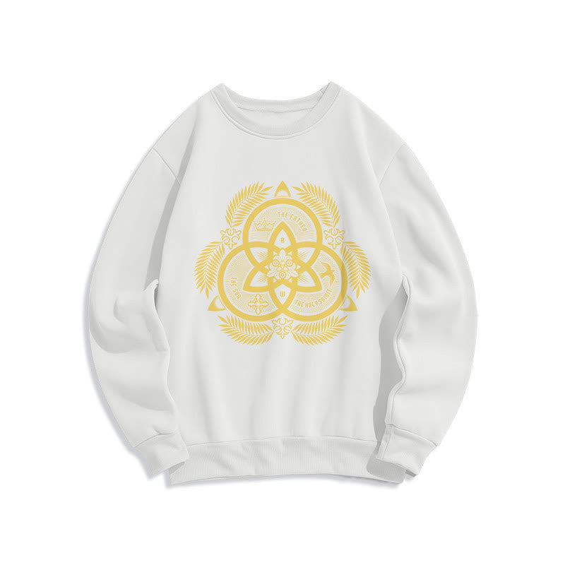 Christianartworkshop Classic Style Divine Unity Gold Sacred Emblem Fleece Lined Polyester Sweatshirt - White - 2XL - image 10