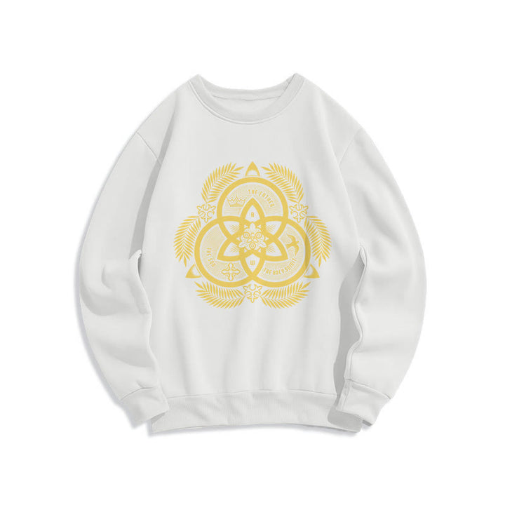Christianartworkshop Classic Style Divine Unity Gold Sacred Emblem Fleece Lined Polyester Sweatshirt - White - 2XL - image 10