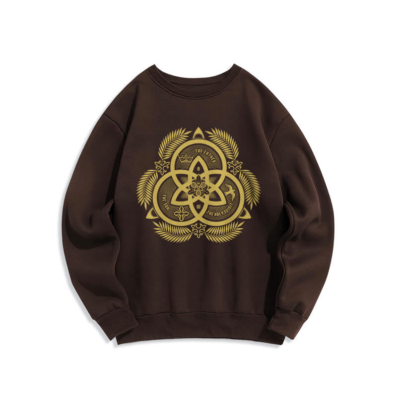 Christianartworkshop Classic Style Divine Unity Gold Sacred Emblem Fleece Lined Polyester Sweatshirt - Brown - 2XL - image 20