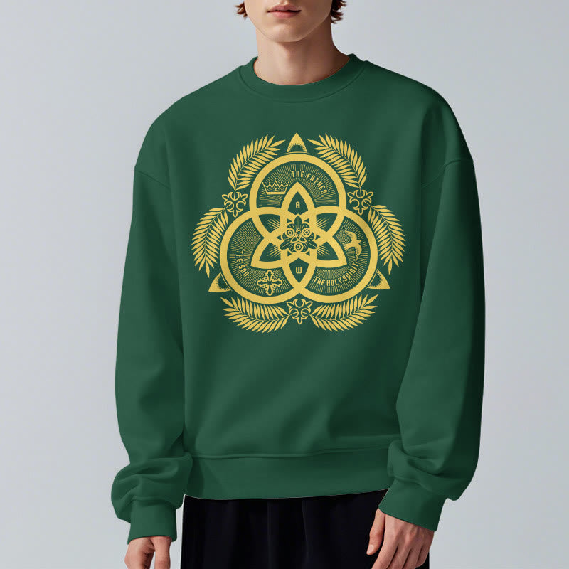Christianartworkshop Classic Style Divine Unity Gold Sacred Emblem Fleece Lined Polyester Sweatshirt - image 1