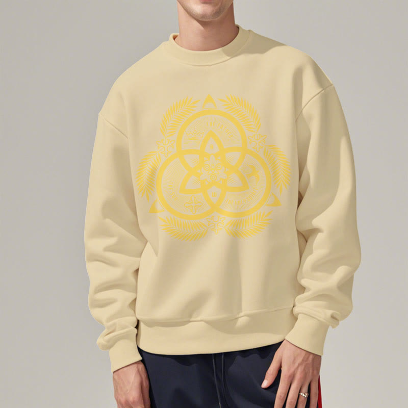 Christianartworkshop Classic Style Divine Unity Gold Sacred Emblem Fleece Lined Polyester Sweatshirt - image 18