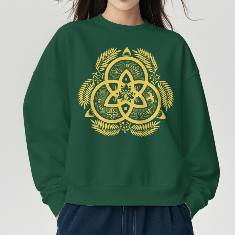 Christianartworkshop Classic Style Divine Unity Gold Sacred Emblem Fleece Lined Polyester Sweatshirt - image 2