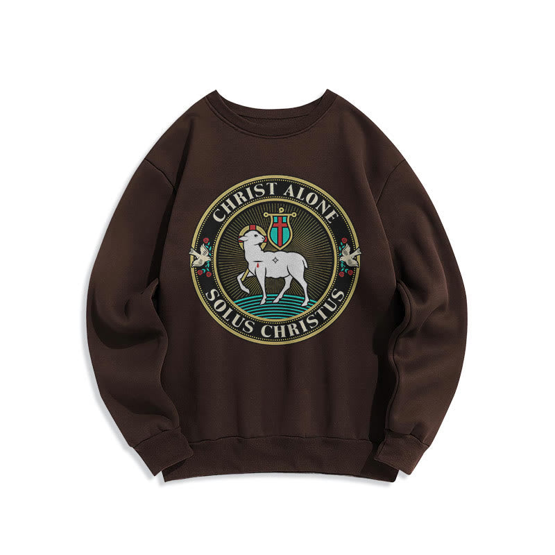 Christianartworkshop Modern Style Christ Alone Lamb of God Fleece Lined Polyester Sweatshirt - Brown - 2XL - image 15