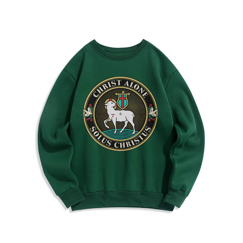 Christianartworkshop Modern Style Christ Alone Lamb of God Fleece Lined Polyester Sweatshirt - Green - 2XL - image 20