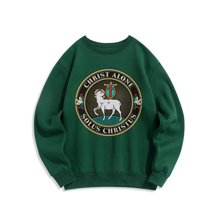 Christianartworkshop Modern Style Christ Alone Lamb of God Fleece Lined Polyester Sweatshirt - Green - 2XL - image 20