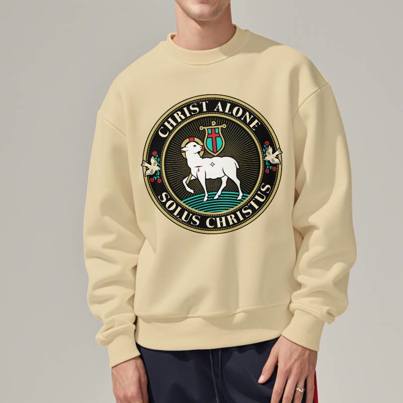 Christianartworkshop Modern Style Christ Alone Lamb of God Fleece Lined Polyester Sweatshirt - image 13