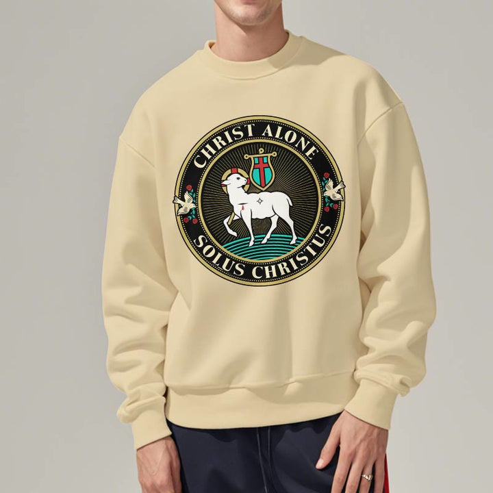 Christianartworkshop Modern Style Christ Alone Lamb of God Fleece Lined Polyester Sweatshirt - image 13