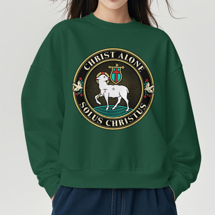 Christianartworkshop Modern Style Christ Alone Lamb of God Fleece Lined Polyester Sweatshirt - image 23