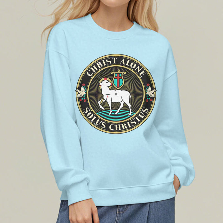 Christianartworkshop Modern Style Christ Alone Lamb of God Fleece Lined Polyester Sweatshirt - image 28