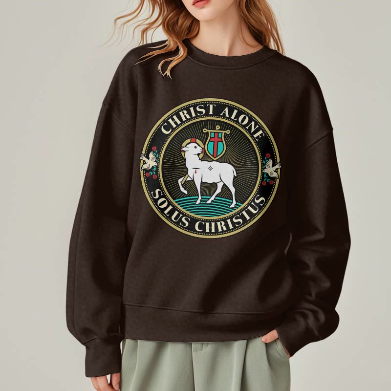 Christianartworkshop Modern Style Christ Alone Lamb of God Fleece Lined Polyester Sweatshirt - image 17