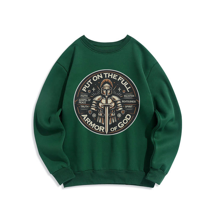 Christianartworkshop Modern Style Put On The Full Armor of God Fleece Lined Polyester Sweatshirt - Green - 2XL - image 20