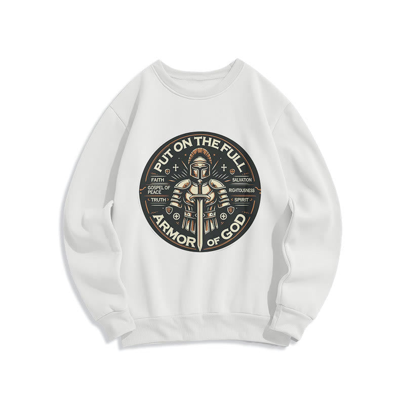 Christianartworkshop Modern Style Put On The Full Armor of God Fleece Lined Polyester Sweatshirt - White - 2XL - image 10