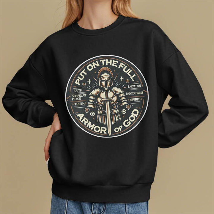 Christianartworkshop Modern Style Put On The Full Armor of God Fleece Lined Polyester Sweatshirt - image 7