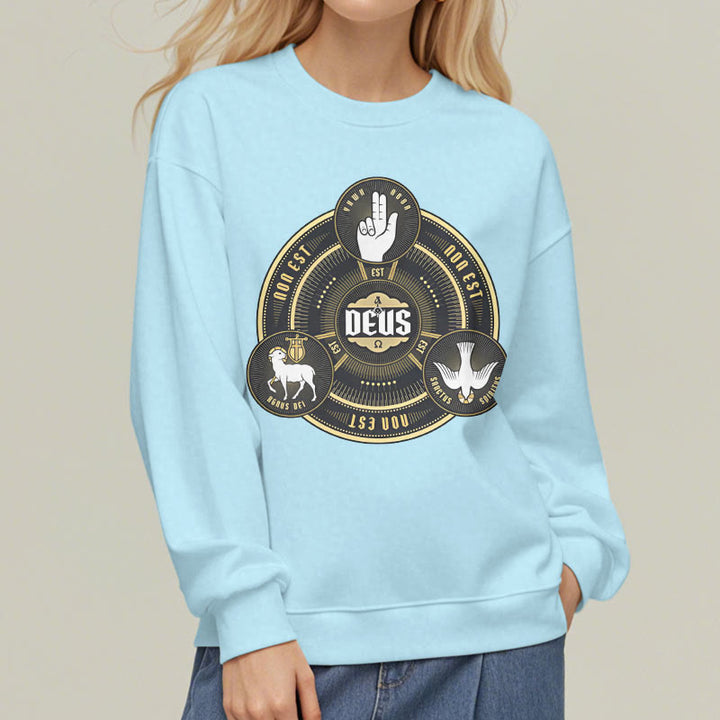 Christianartworkshop Classic Style Holy Trinity Deus Emblem Fleece Lined Polyester Sweatshirt - image 28