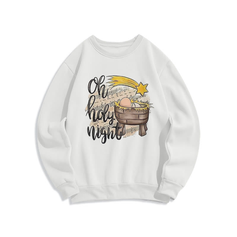 Christianartworkshop Colored Style Holy Night Cradle Nativity Scene Fleece Lined Polyester Sweatshirt - White - 2XL - image 10