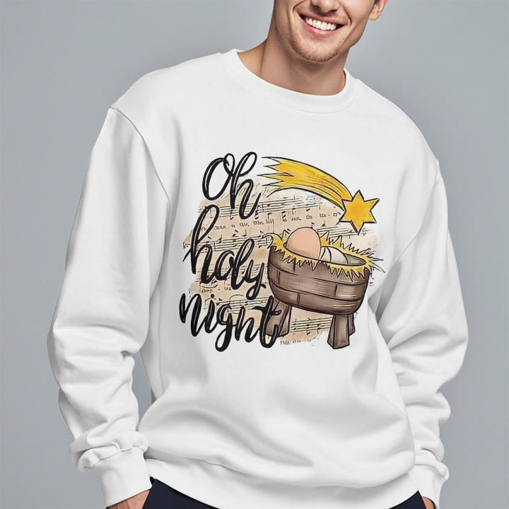 Christianartworkshop Colored Style Holy Night Cradle Nativity Scene Fleece Lined Polyester Sweatshirt - image 13