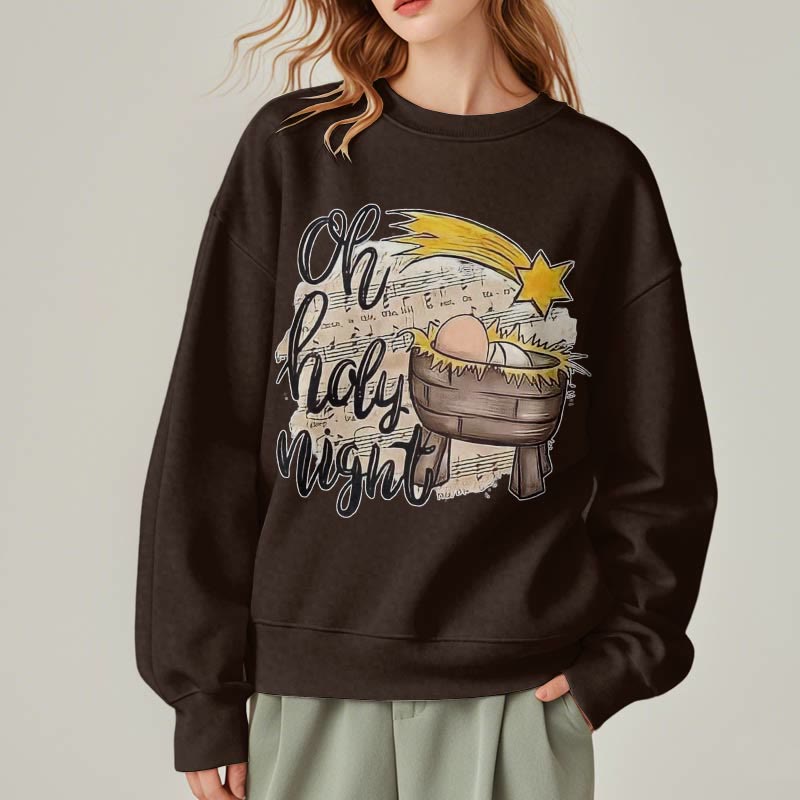 Christianartworkshop Colored Style Holy Night Cradle Nativity Scene Fleece Lined Polyester Sweatshirt - image 22