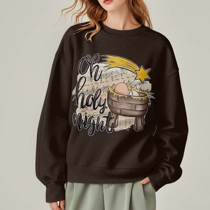 Christianartworkshop Colored Style Holy Night Cradle Nativity Scene Fleece Lined Polyester Sweatshirt - image 22