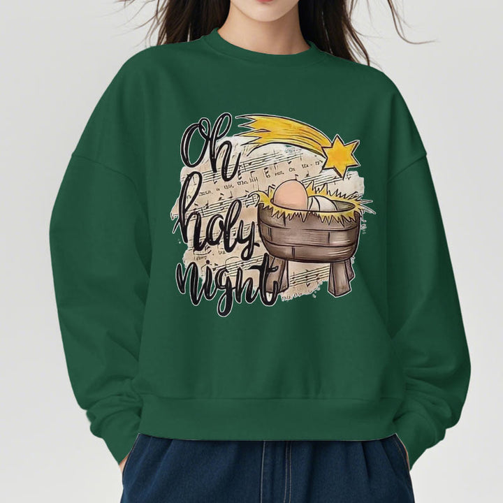 Christianartworkshop Colored Style Holy Night Cradle Nativity Scene Fleece Lined Polyester Sweatshirt - image 28