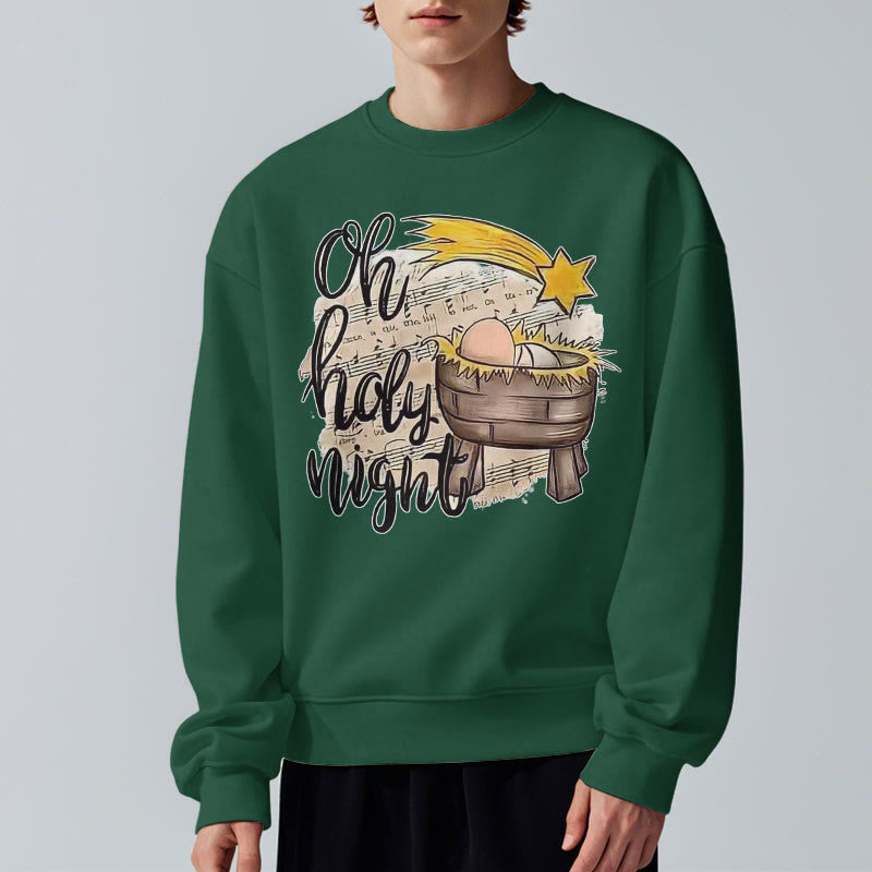 Christianartworkshop Colored Style Holy Night Cradle Nativity Scene Fleece Lined Polyester Sweatshirt - image 27