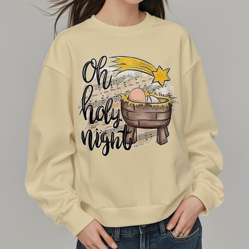 Christianartworkshop Colored Style Holy Night Cradle Nativity Scene Fleece Lined Polyester Sweatshirt - image 18