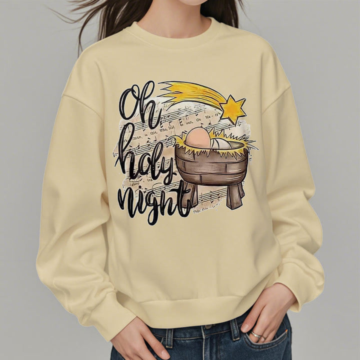 Christianartworkshop Colored Style Holy Night Cradle Nativity Scene Fleece Lined Polyester Sweatshirt - image 18
