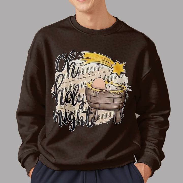 Christianartworkshop Colored Style Holy Night Cradle Nativity Scene Fleece Lined Polyester Sweatshirt - image 23