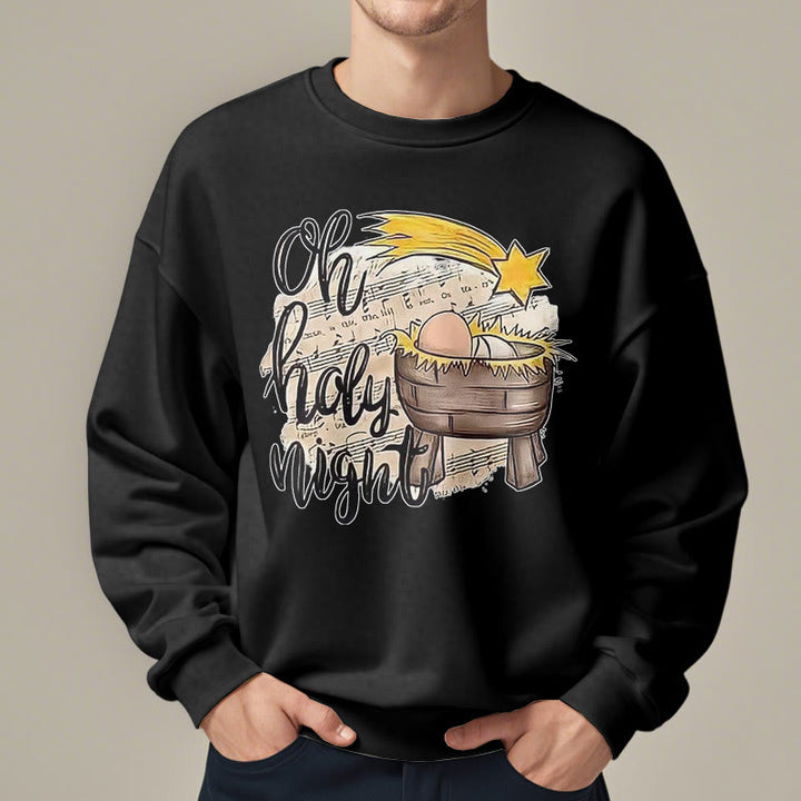 Christianartworkshop Colored Style Holy Night Cradle Nativity Scene Fleece Lined Polyester Sweatshirt - image 7