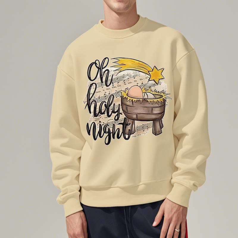 Christianartworkshop Colored Style Holy Night Cradle Nativity Scene Fleece Lined Polyester Sweatshirt - image 17