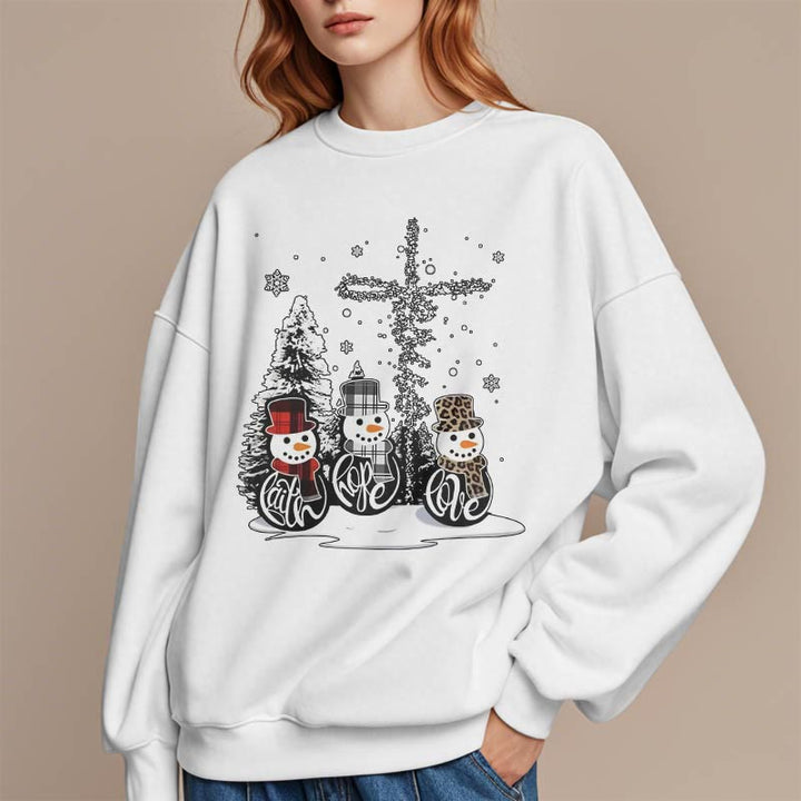 Christianartworkshop Colored Style Faith Hope Love Christmas Fleece Lined Polyester Sweatshirt - image 13